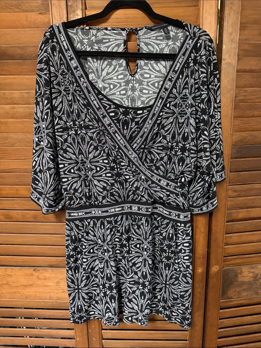 White House Black Market Black and White Printed Romper